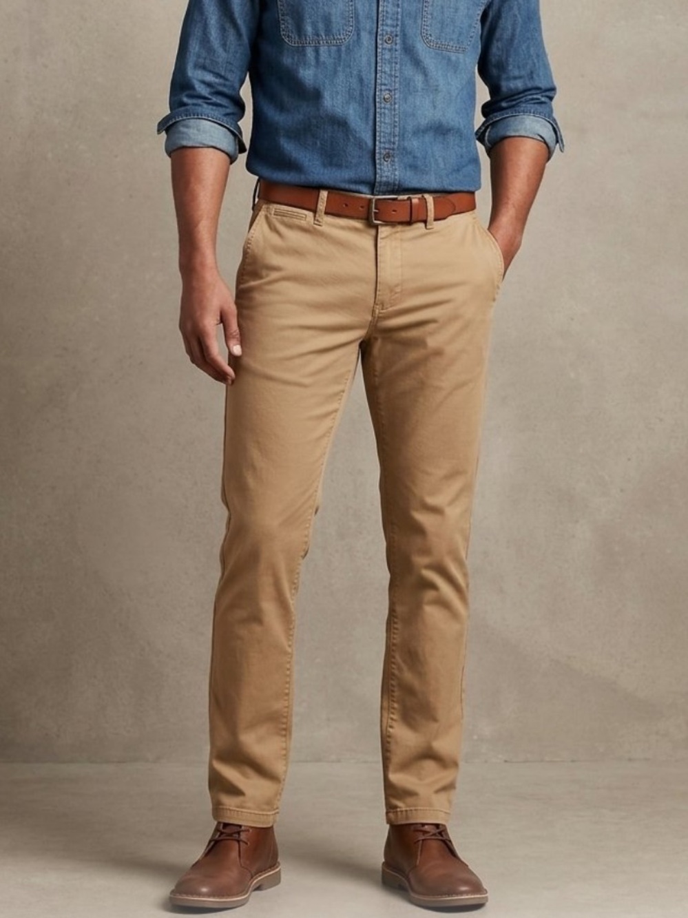 GAP Men's Slim Stretch Khaki Chino Pant Tan/Camel 33 Waist 34 Inseam